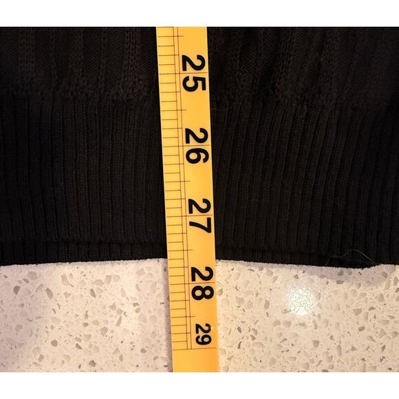 Tasso Elba Mens Elbow Patch 1/4 Button Mock Neck Black Knit Sweater XL Preppy - Picture 7 of 7